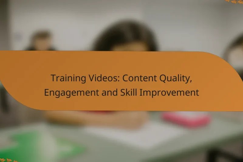 Training Videos: Content Quality, Engagement and Skill Improvement