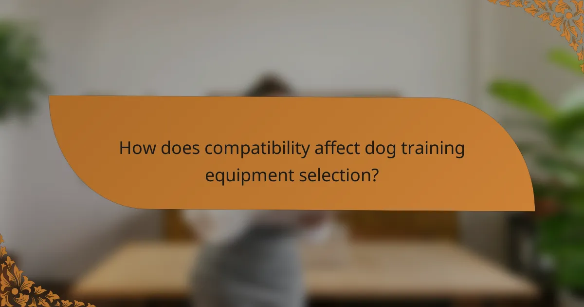 How does compatibility affect dog training equipment selection?