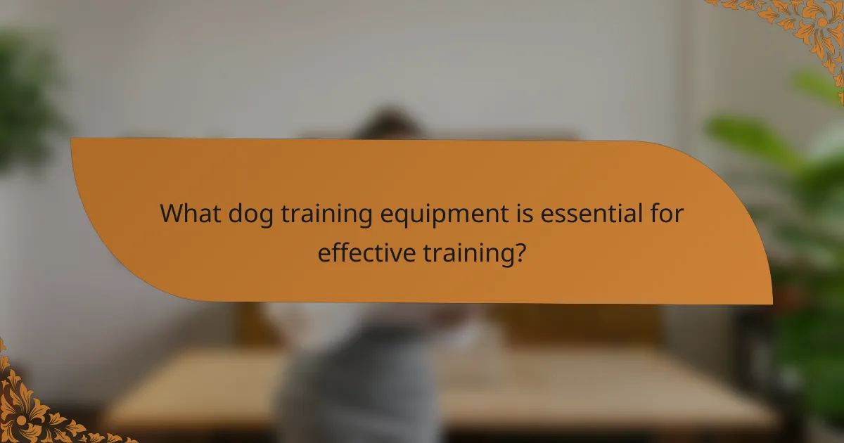 What dog training equipment is essential for effective training?