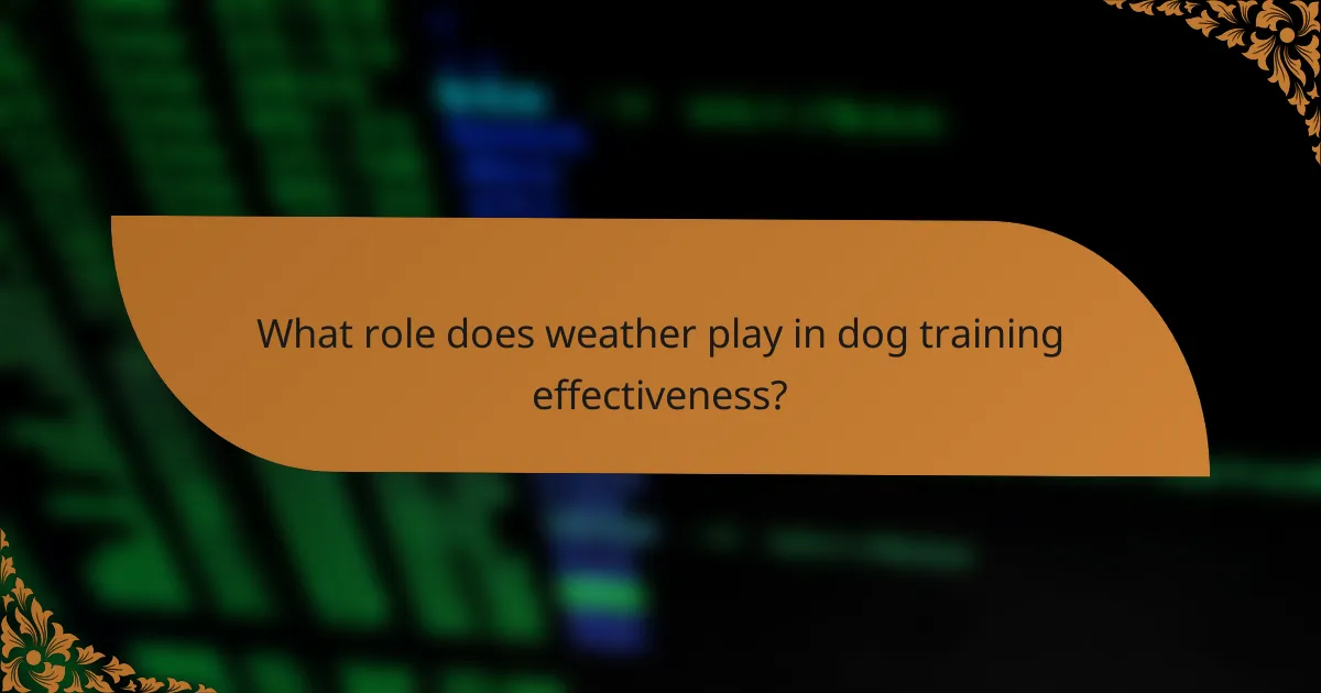 What role does weather play in dog training effectiveness?
